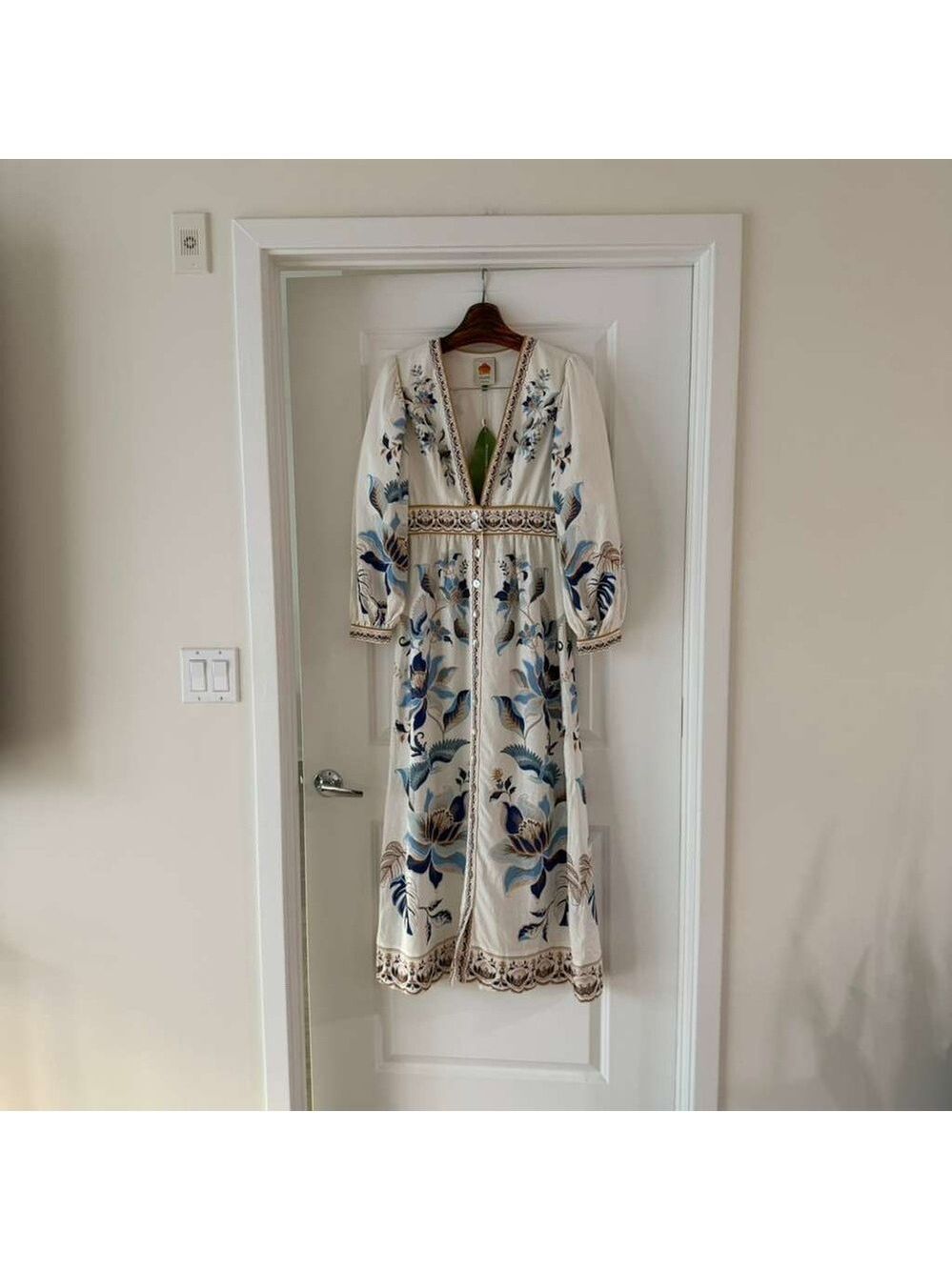 Farm Rio Mystic Blue Lotus Placed Maxi Dress - Picture 4 of 10